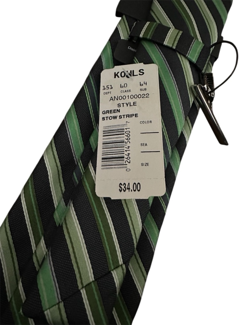 Green and Black Striped Men's Tie NWT - Picture 5 of 6